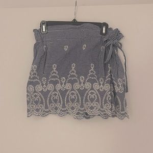 Zara gingham skort with white embroidery